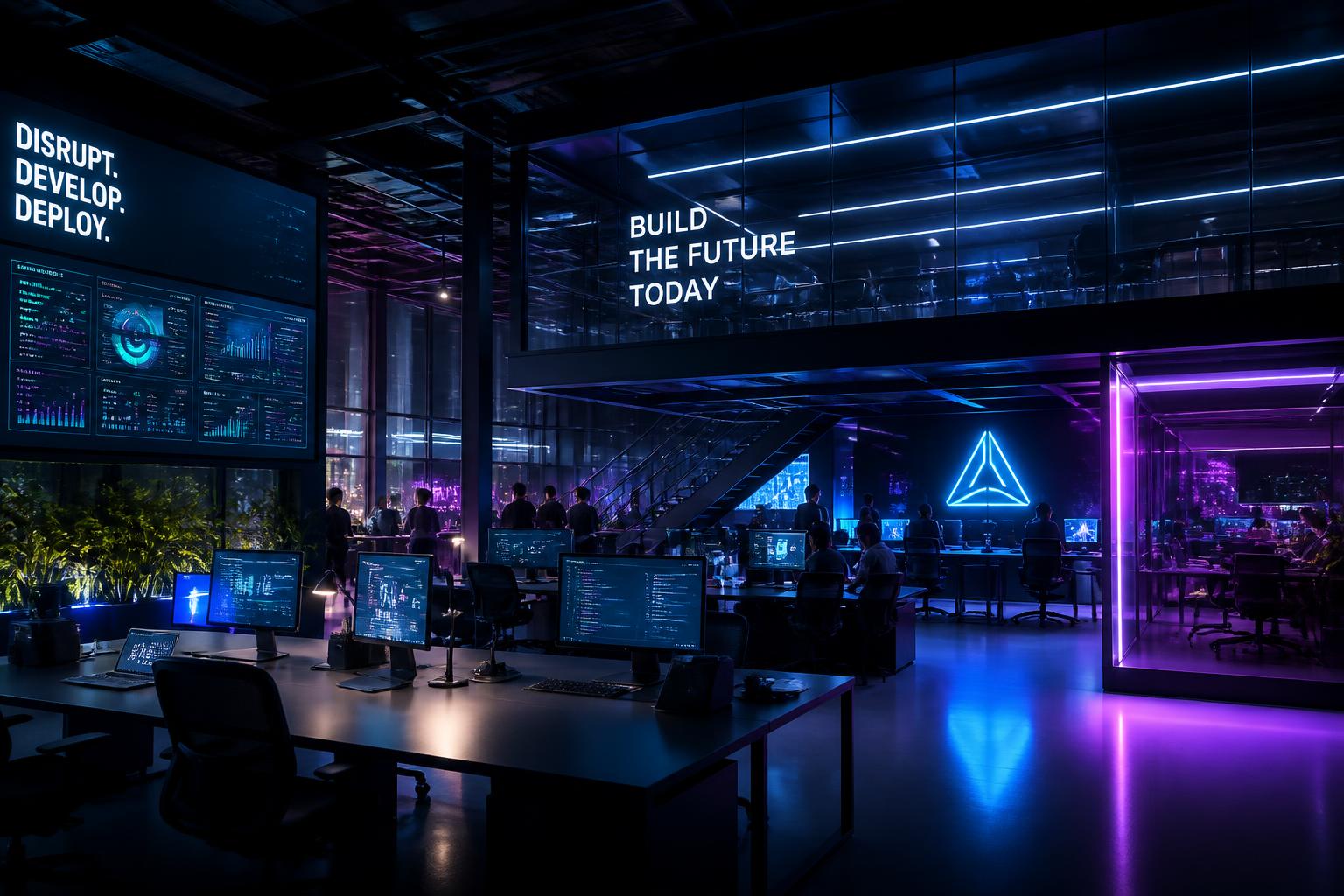 Espace de travail high-tech de l'incubateur Startup Lab